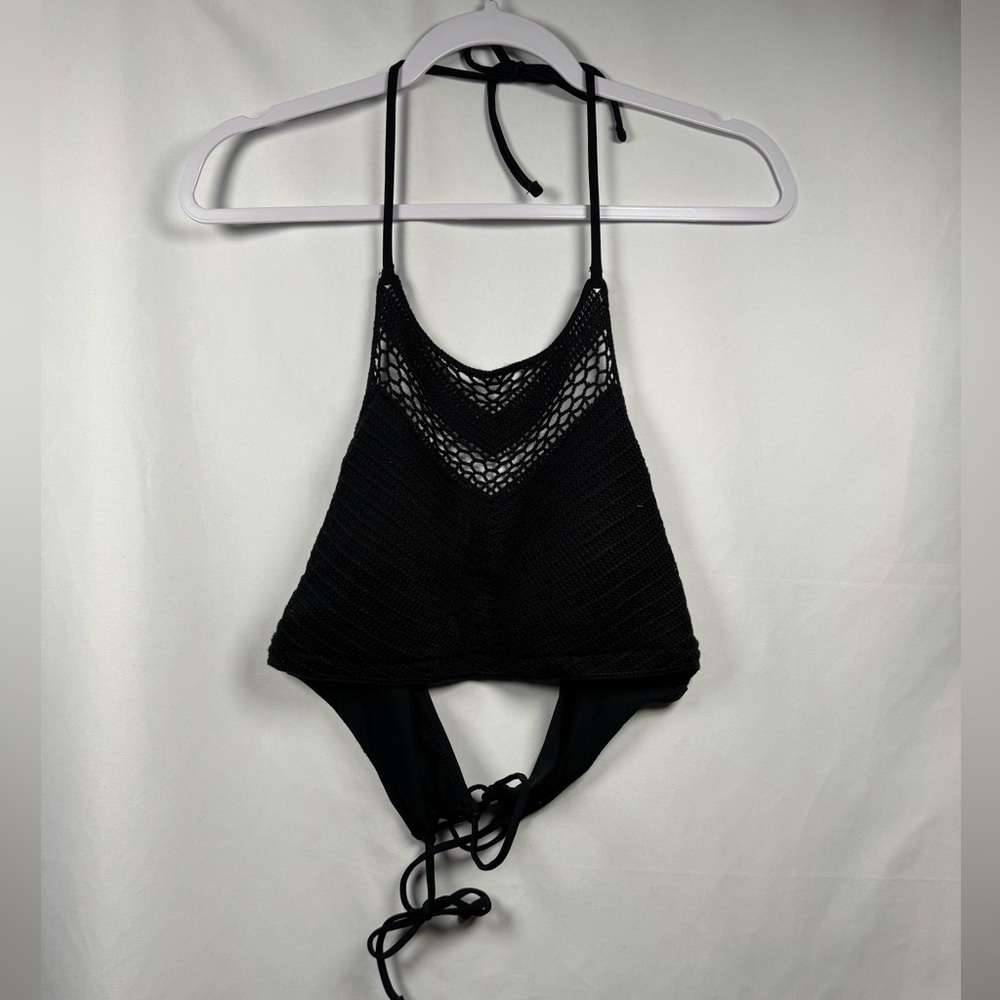 SO Black Swim Crochet Halter Top Juniors XXL NWOT